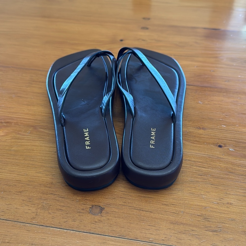 Frame Denim Women's Dark Brown Leather Strappy Slide Sandal - Picture 3 of 12